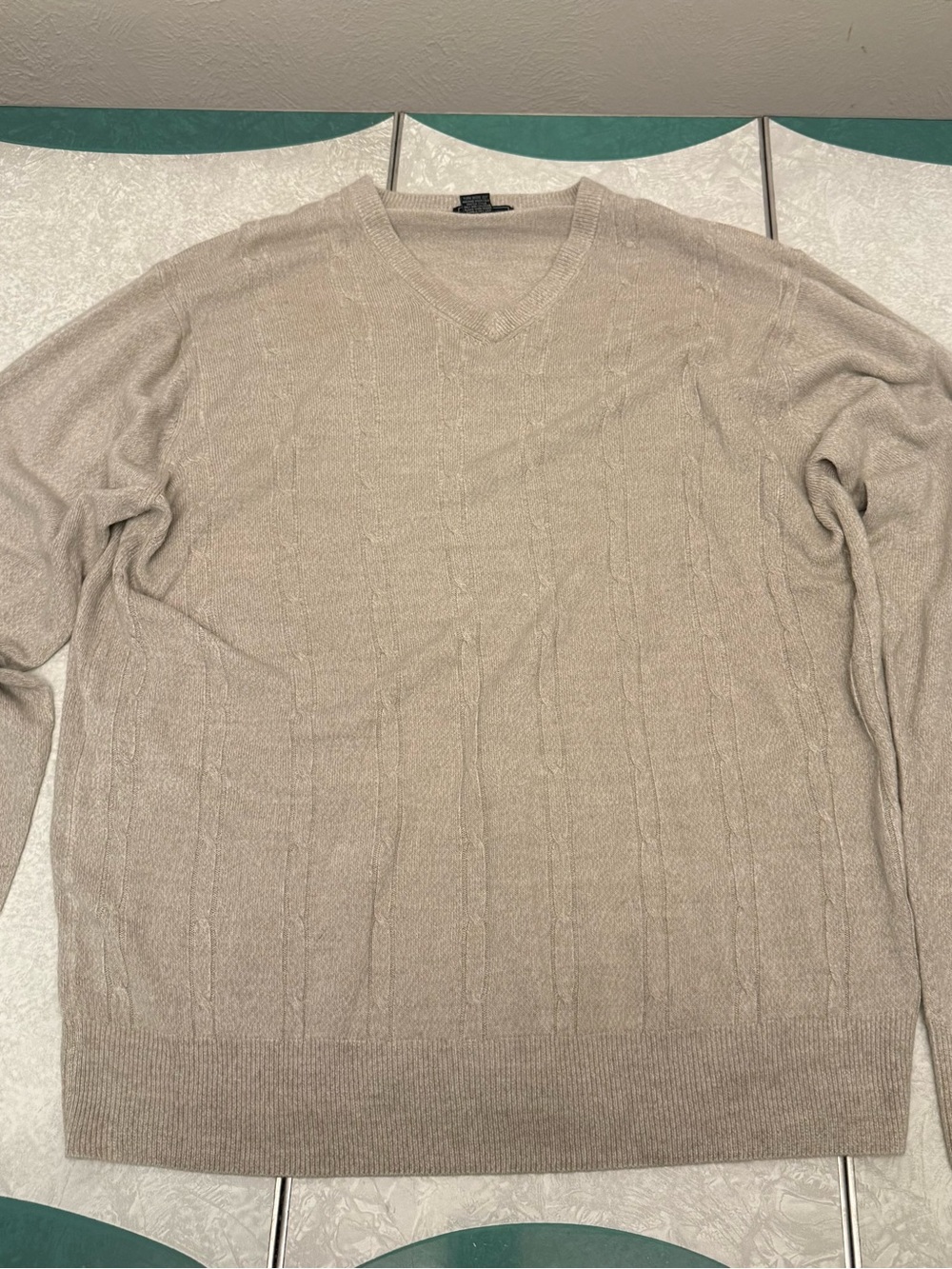 Dockers Men's V-Neck Cable Knit Sweater - Beige